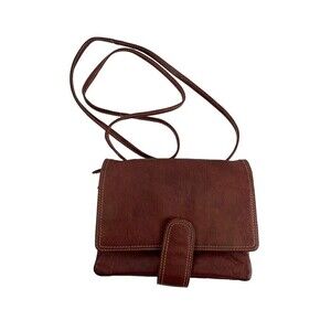 BOGO Chaos Leather Crossbody Purse Red Flap Snap Organizer Credit Card ID Zip